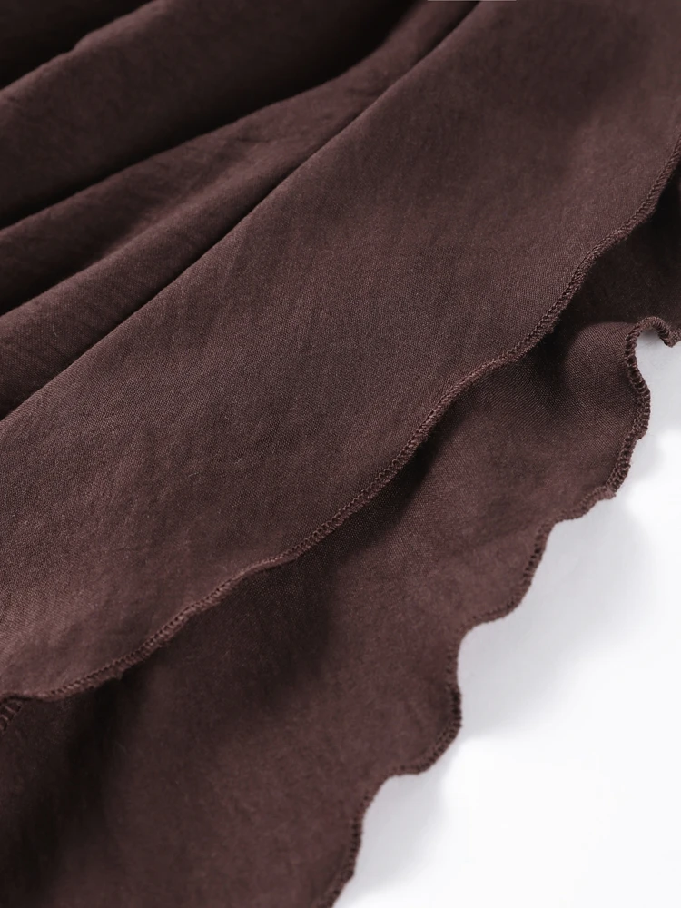 فضفاض الخامس الرقبة الدانتيل يصل الكشكشة فستان طويل المرأة أنيقة Batwing كم أزرار فساتين الحفلات 2025 الخريف الصيف سيدة عطلة الجلباب #6