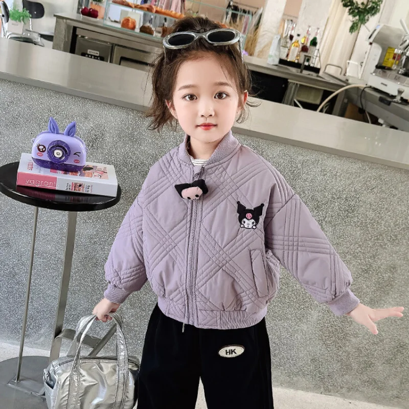 Nuovo Sanrio Ragazze Ragazzi Cartoon Kuromi Giacca Bambini Adolescenti Cappotti di cotone Autunno Inverno Bambini Giacche con cerniera Capispalla sportiva casual