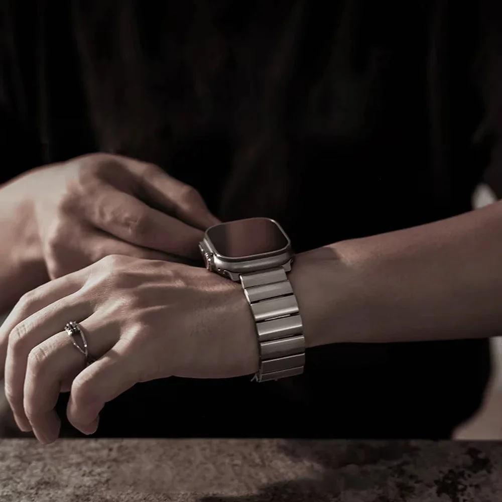 Деловой титановый металлический ремешок для Apple Watch Band Ultra 2 49 мм 10 46 мм Браслет Correa Link для iWatch9 7 8 5 6 Se 4 44 мм 45 мм