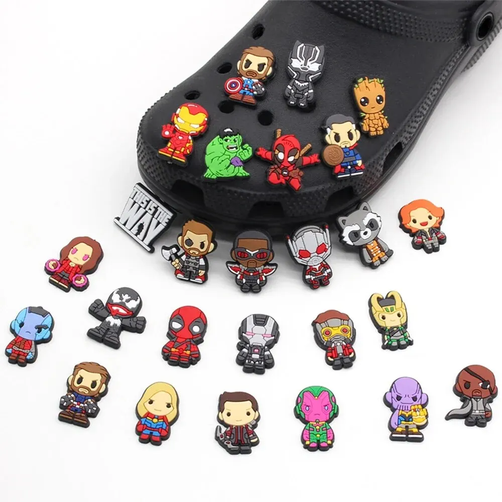 MINISO 27pcs Avenger Series Shoe Charms Set For Clogs Bogg Bag Bubble Slides Sandals, PVC Shoe Decorations Beach Bag Accessories