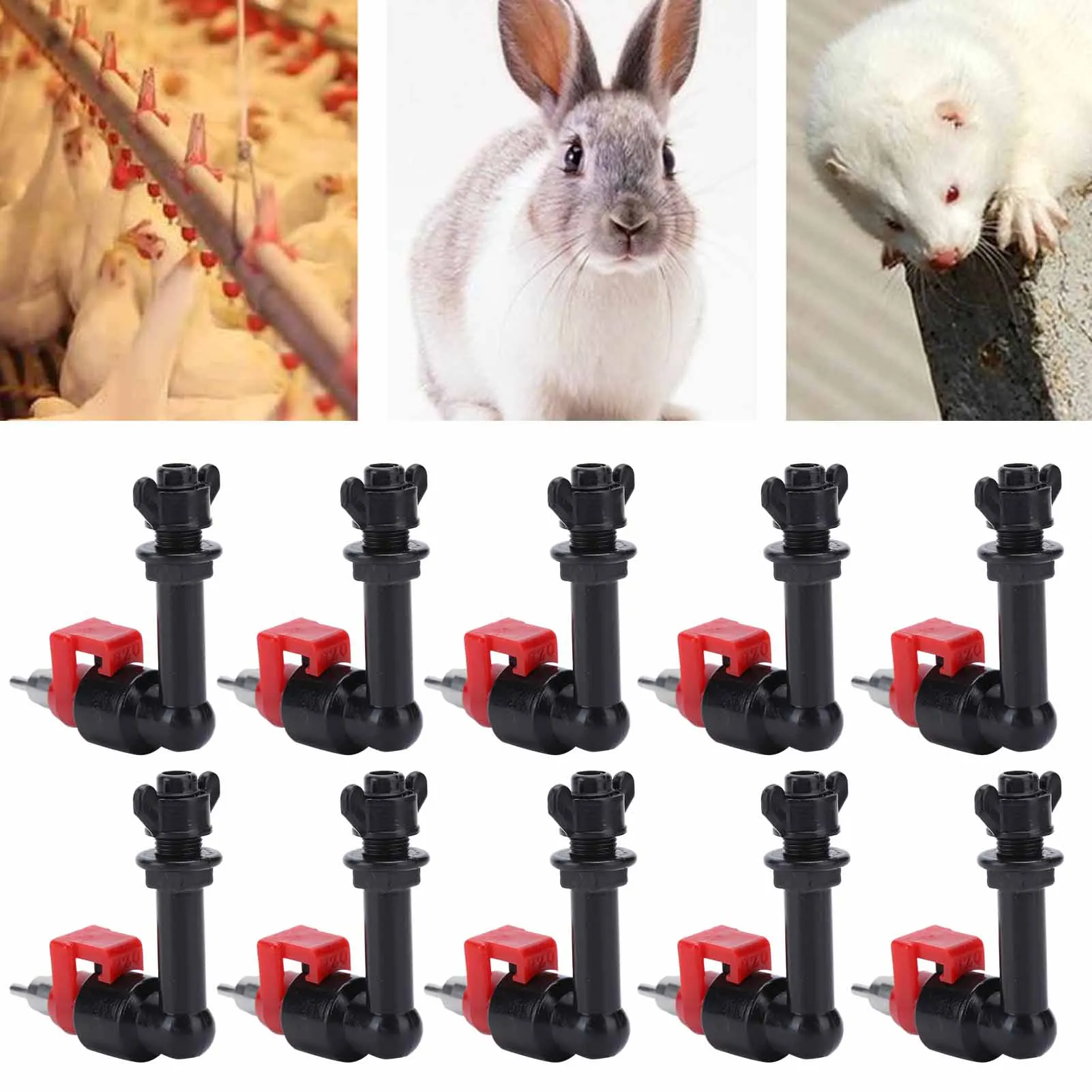 10Pcs Automatic Rabbit Nipple Drinker Feeder Mouse Rabbit Waterer Poultry Watering System