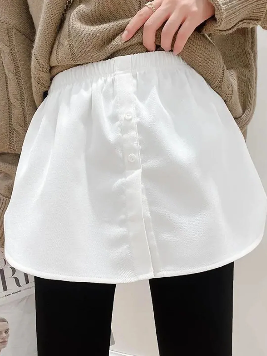 Casual High Waist A-Line  Skirt with Button Splice And Slit for Autumn Winter plus Size Women's Fashion Short Skirts