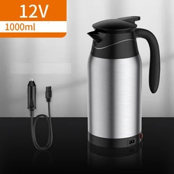 1L 12V/24V Vehicular Kettle Car Electric Heating Cup Stainless Steel Water Cup Coffee Mug With Cigarette Lighter Car Accessories