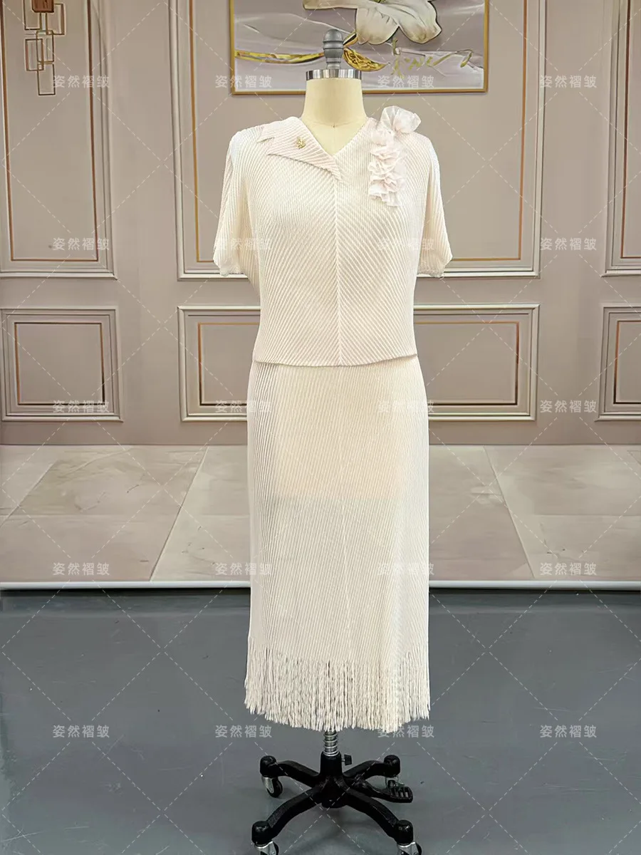 Miyake – vêtements amples pour femmes, deux pièces, haut plissé, jupe, costume de banlieue, à la mode, nouvelle collection 2025