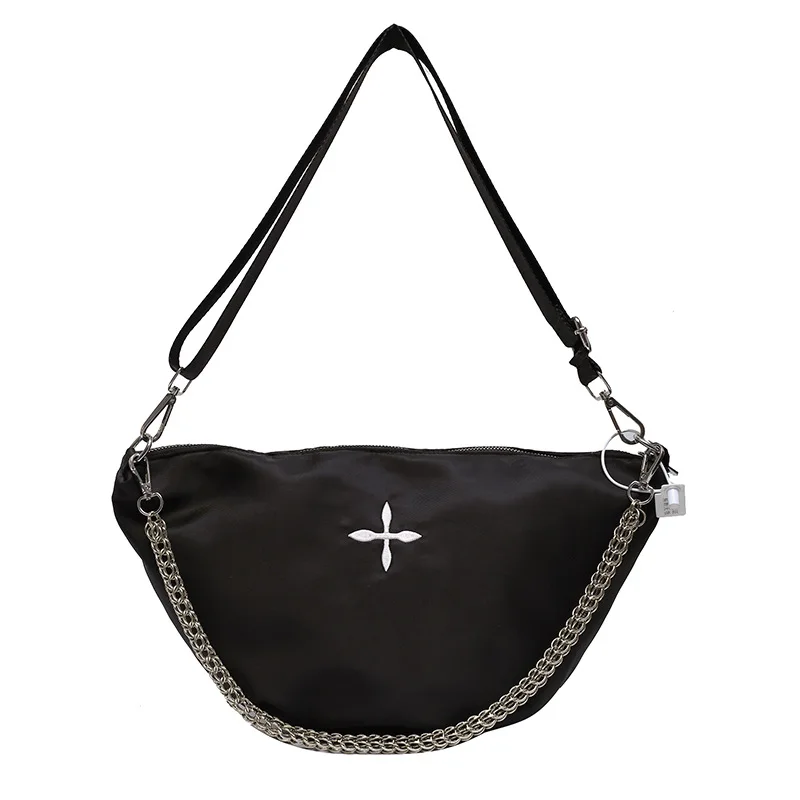 Embroidered Cross Nylon Oxford Cloth Large Capacity Chain Bag Women's Summer Single Shoulder Messenger Bag Cloth Bag For Women