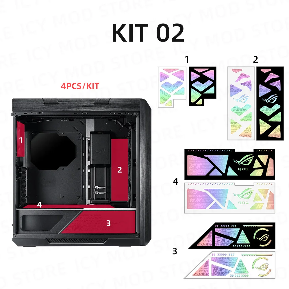 4pcs RGB Panel Kit For ROG Helios GX601 PC Case MOD DIY Buid ASUS