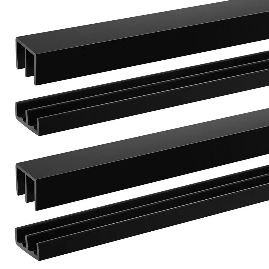 

2 Sets Plastic Sliding Door Track Set for Cabinet Double Rails Panel Kit, 1 4 Thick Panels Glass Door Hardware System Window Tra
