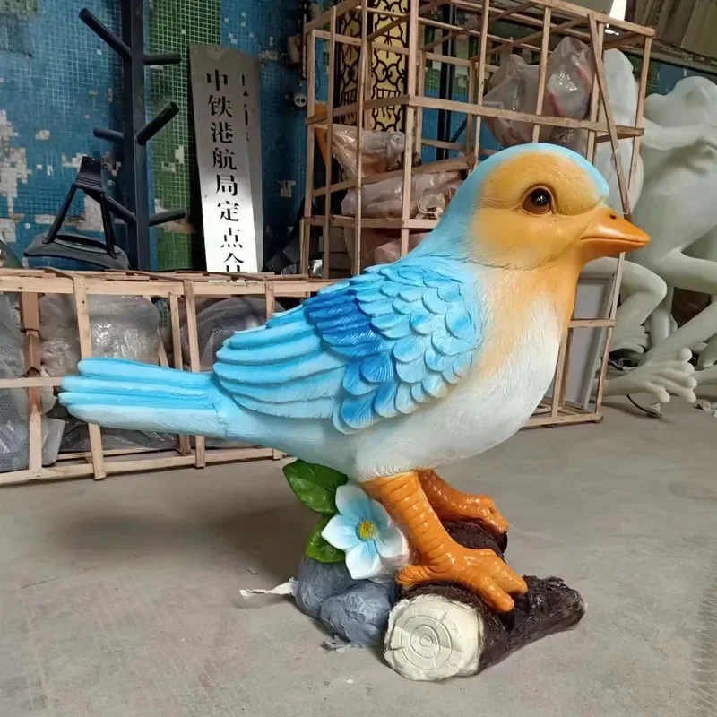 Resin Crafts Parrot Standing on Branch Statue Animal Bird Sculpture for Garden Decoration Outdoor Decor