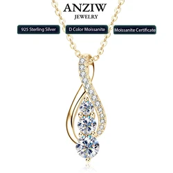 Anziw 925 Sterling Silver Fashion All Moissanite Infinity Pendant Necklace Women's Adjustable S925 Chain Wedding Christmas Gift