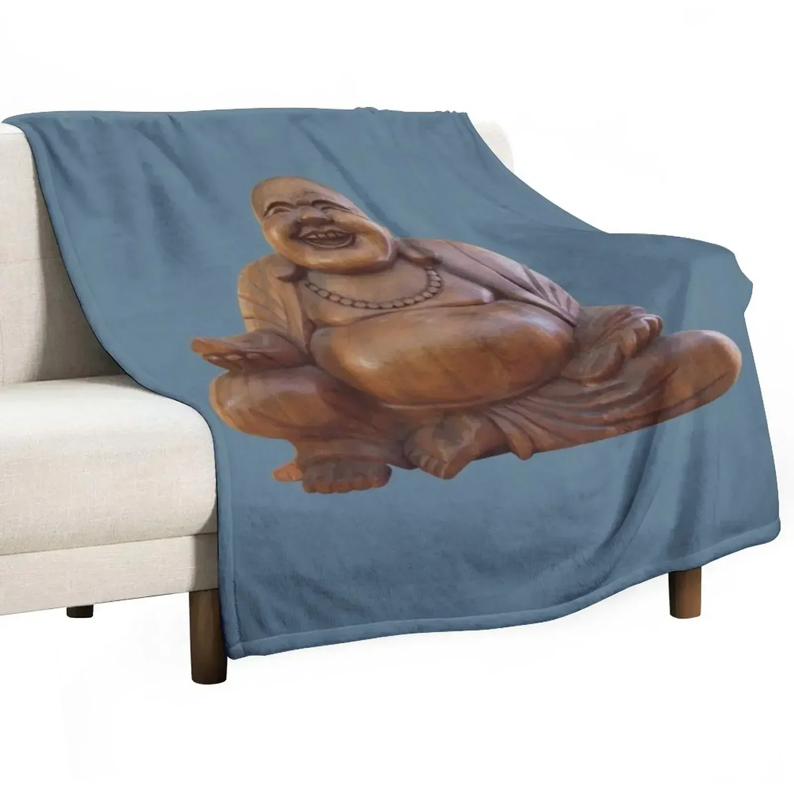 

Wooden Laughing buddha Throw Blanket Weighted heavy to sleep Cute Plaid Hairys Blankets