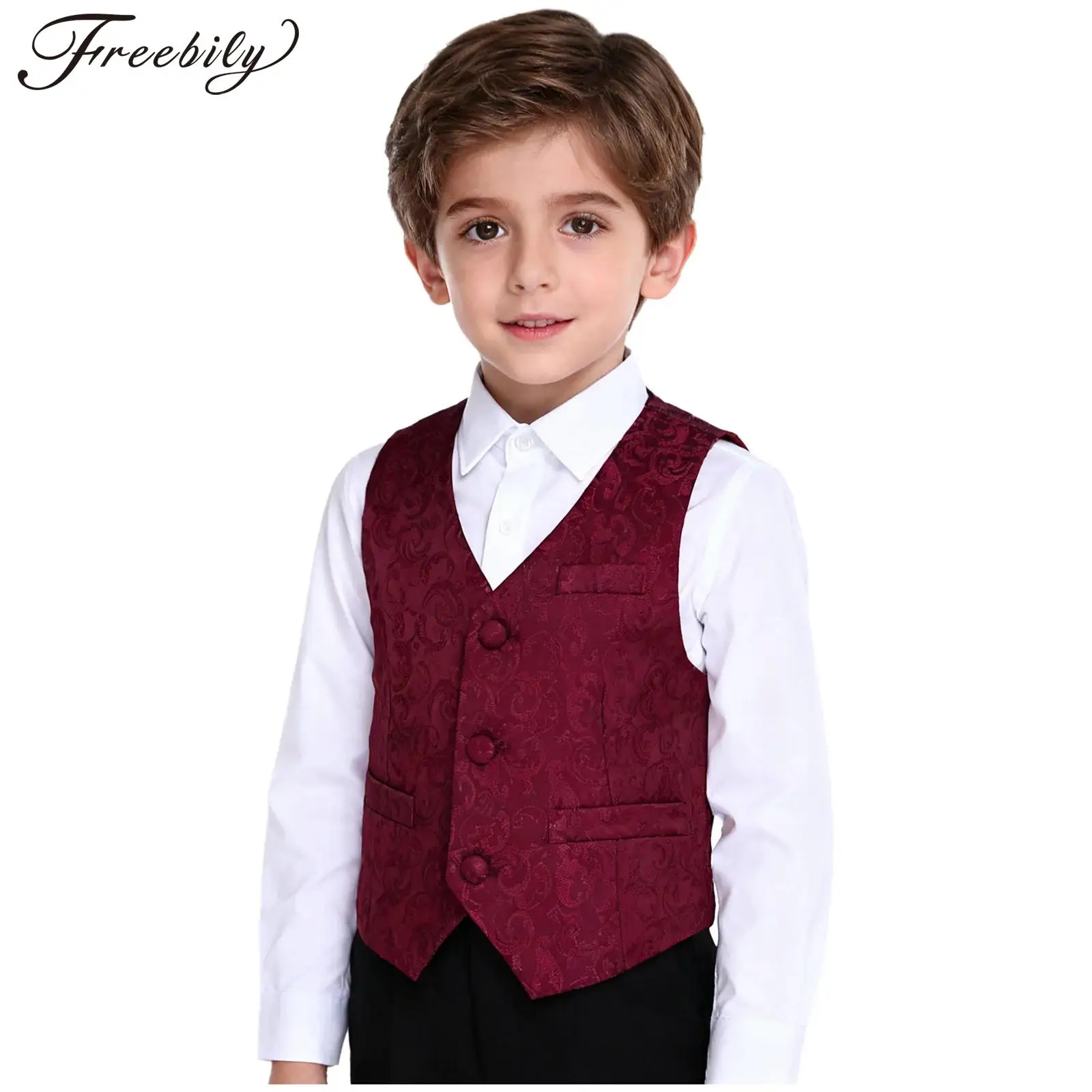 

Костюм принца для мальчиков, жаккардовый жилет для косплея, тонкий костюм с острым подолом, жилет, костюм джентльмена, карнавальный подарок на день рождения