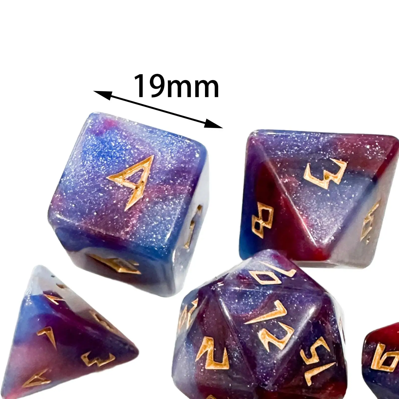 

7x Polyhedral Dice D8 D10 D12 D20 Vivid Colors Acrylic Multisided Dice for Gift