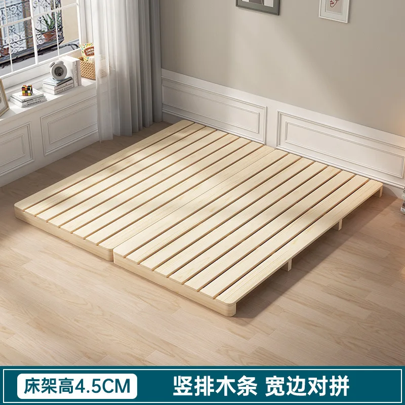 Tatami row skeleton without bedside breathable moisture-proof solid wood bed frame rental house Japanese-style low bed homestay
