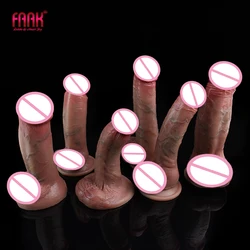 FAAK Silicone Realictic Dildo With Sucker Artificial Penis Clear Blood Vessel Sex Toys For Women Beiginners Female Masturbator