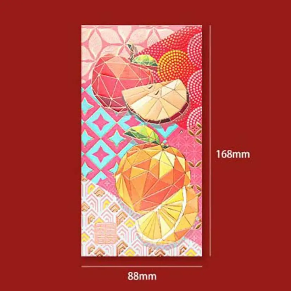 6Pcs/set New Year Decorations Red Envelope Chinese Dragon Year Greeting Card Money Pocket Bronzing Flower Printed Luck Money Bag