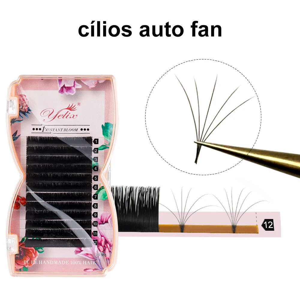 Yelix M curl Easy Fan Lashes Bloom Individual Eyelash Extension Faux Mink Eyelashes Soft Natural Lash Extension Volume Auto Fans