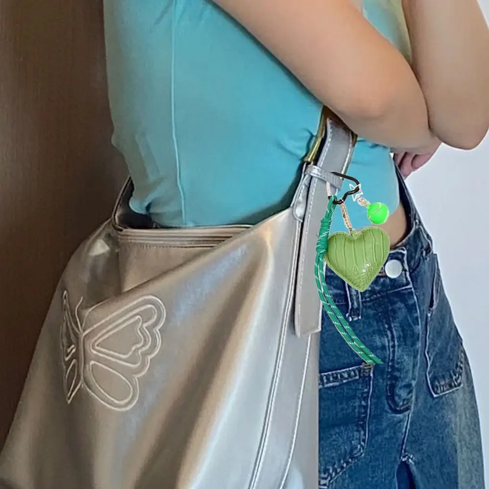 PU 가죽 하트 키체인 농구 우븐 로프 땋은 로프 자동차 키링 한국 스타일 수제 사랑 축구 가방 참