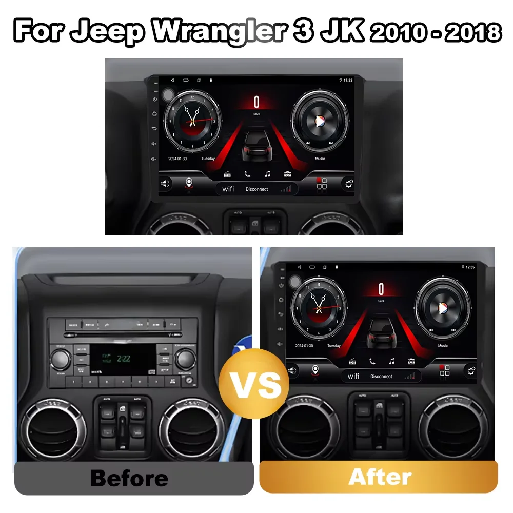Android15 For Jeep Wrangler 3 JK 2010-2018 Car Radio Multimedia Video Player Navigation Stereo GPS Wireless Carplay WIFI 4G BT