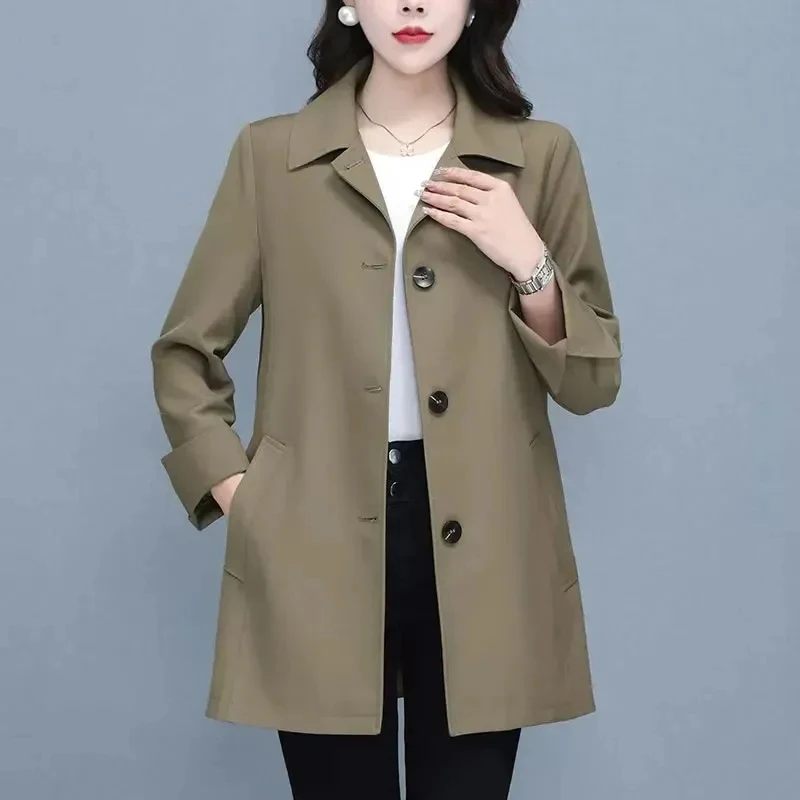 High End Trench Coat For Women Spring Autumn New Loose Windbreaker With Lined Casual Khaki Overcoat Female All-Match Tops