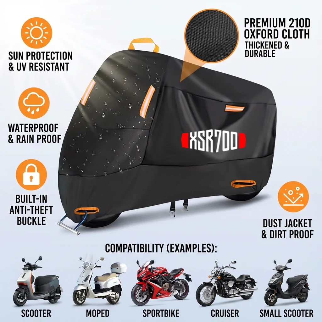 

XSR 700 Logo Motorcycle Cover Waterproof Outdoor Scooter UV Protector Rain Cover For YAMAHA XSR 700 2016-2024