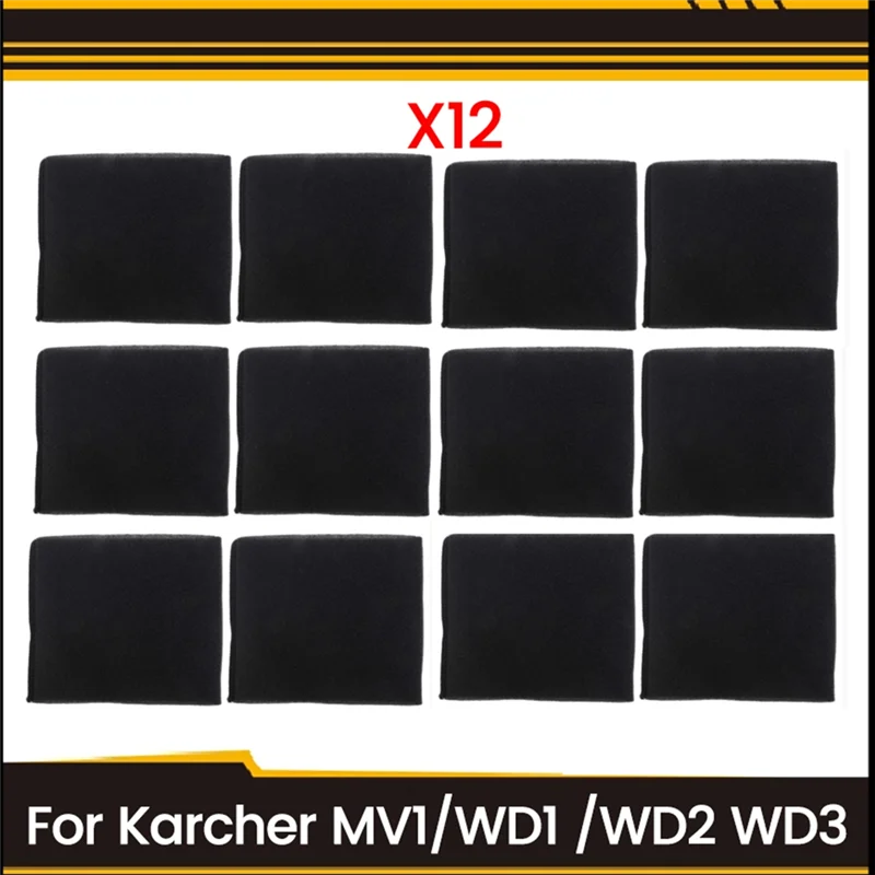 B47B-12Pcs Wet And Dry Foam Filter For Karcher WD NT Series MV1/WD1 /WD2 WD3 Vacuum Accessories Parts 2.683-016.0