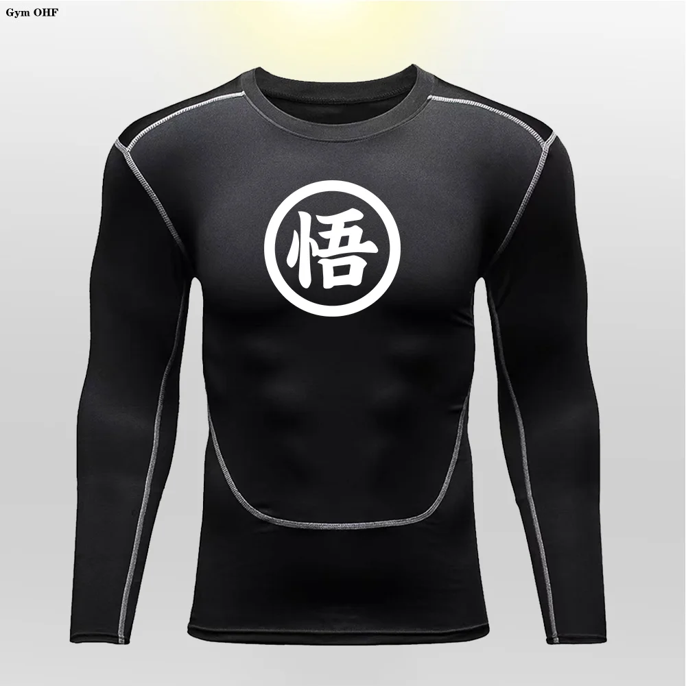 Anime Theme WU Men's T-shirt Men Running Sport T Shirt Men Compression Fitness Tops Tee Quick Dry Tight Training long sleeved