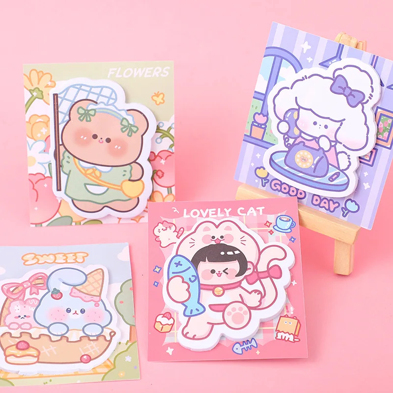 Cartoon Sticky Note para Meninas, INS Estilo, Kawaii, Criativo, Cor Pode Rasgar N Vezes, Message Pad, Material Escolar, Papelaria Estética