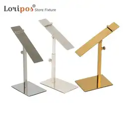 Silvery Gold Shoes Holder Display Riser Rack Adjustable Height And Head Tray Angle Store Desk Table Floor Shoe Display Props