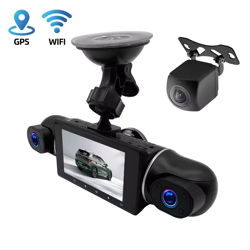 4 Lens1080P  4 Cameras Dash Cam IPS Screen Car Black Box Wifi APP Control G-Sensor Car Driving Video Recorder  With 128G memory