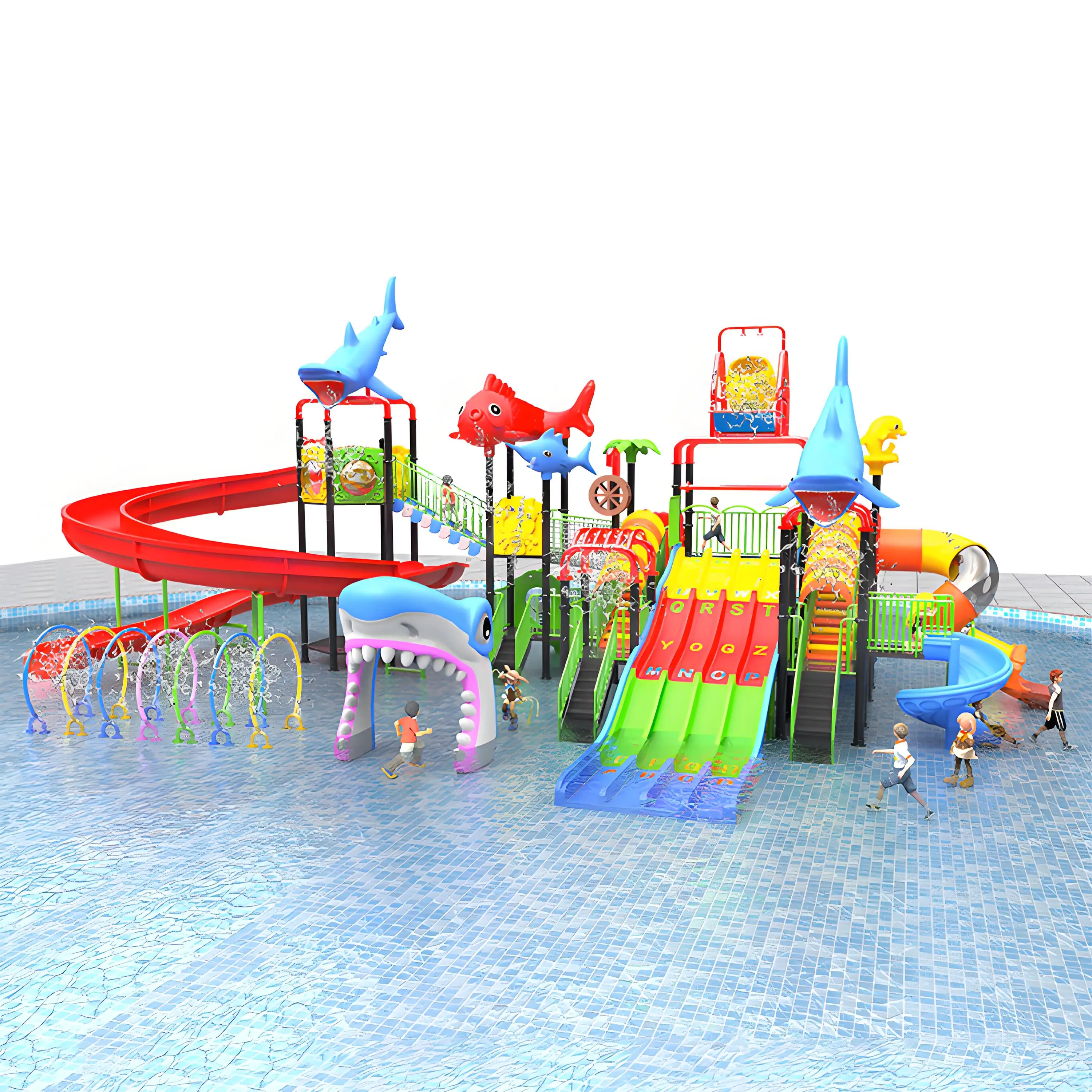 Amusement Park Plastic Summer Commercial Outdoor Playground Swimming Pool Kids Water Park Equipment Slides