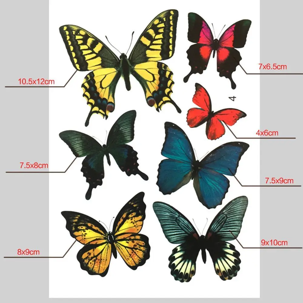 PVC Lovely Simulation Motorcycle Colorful Butterfly Car Stickers Auto Exterior Decors Decals Scratch Sticker