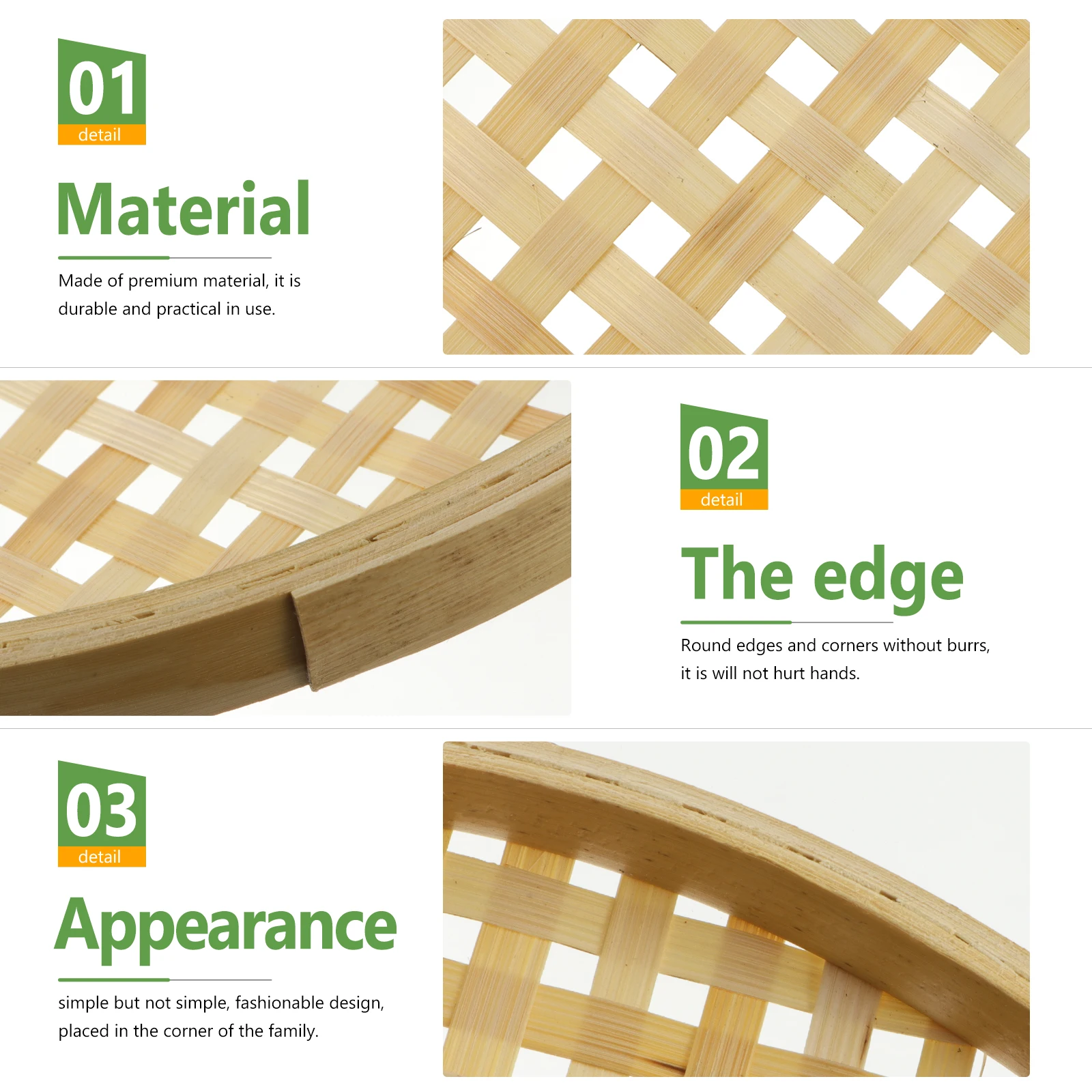 

Bamboo Weaving Sieve Fruit Box Snack Tray Candy Case Party Snack Box Kitchen Drying Strainers Storing Food Items