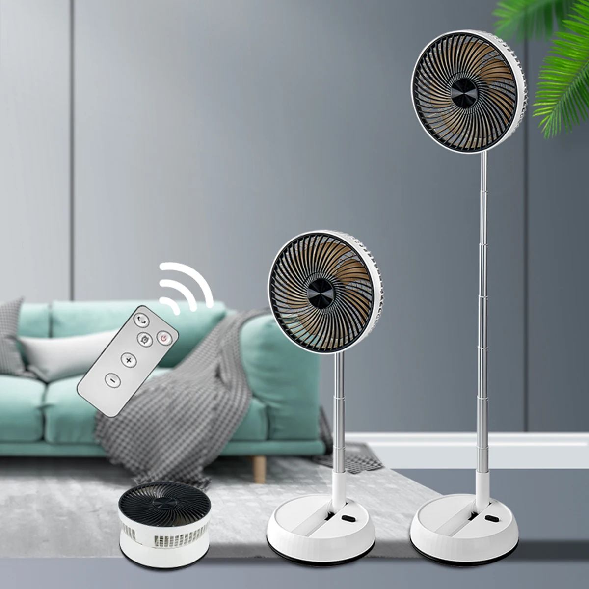 

Portable Folding Fan 5400mAh USB Remote Control Air Cooler Silent Rechargeable Wireless Floor Standing Fan For Outdoor Home