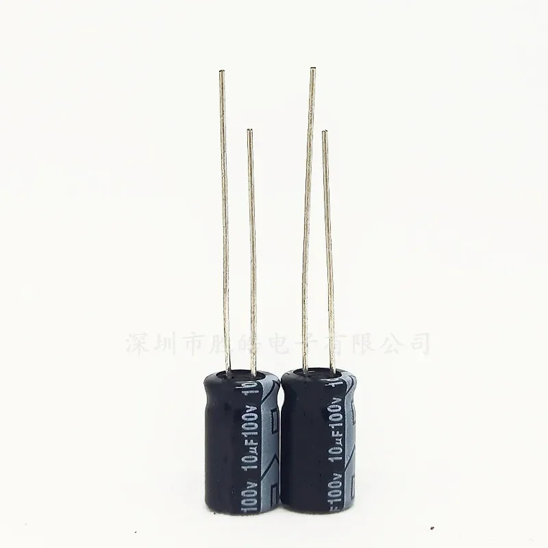 

50PCS/lot 100V10UF 6.3*11 High Quality 10UF 100V High quality capacitor Aluminum Electrolytic Capacitor New Size：6X11（mm）