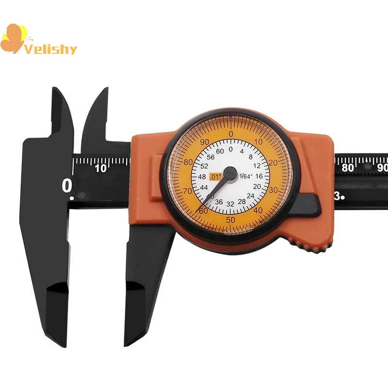 Calibro a corsoio per marcatura 0-150MM 0-6 "con orologio Calibro a corsoio in plastica con scatola di immagazzinaggio Strumenti per strumenti ad alta precisione