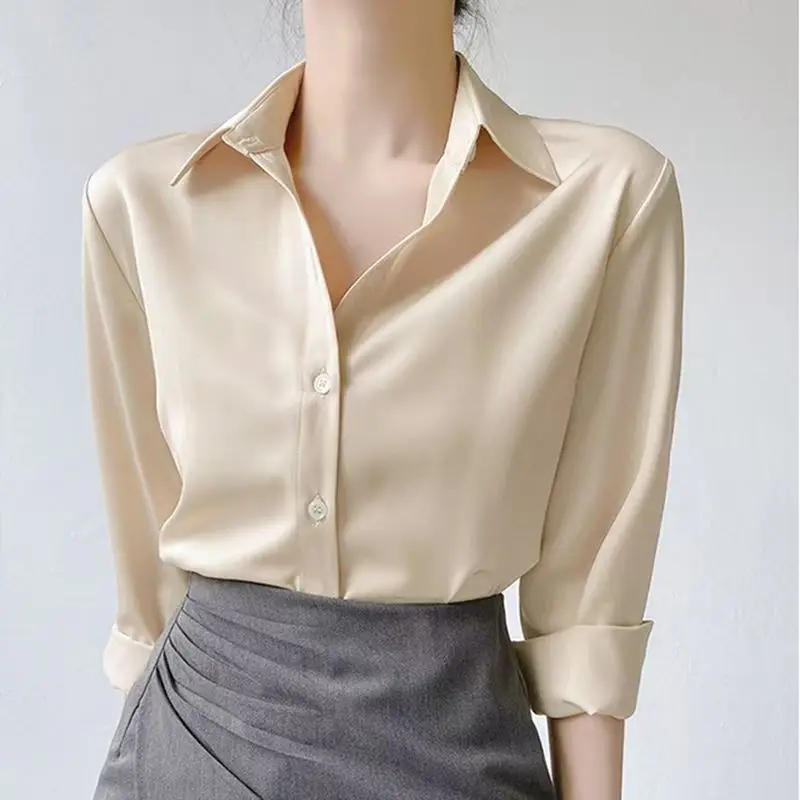 Long Sleeve Chiffon Blouse Shirts Women Blusas  Solid Color Office Lady Wear Simple Korean Fashion Tops Elegant Female Clothes