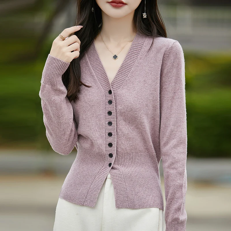 New Cardigan Sweater Women Autumn Winter Fashion Knit V-neck Sweater Solid Color Female Basic Clothe High Street Soft Cardigan