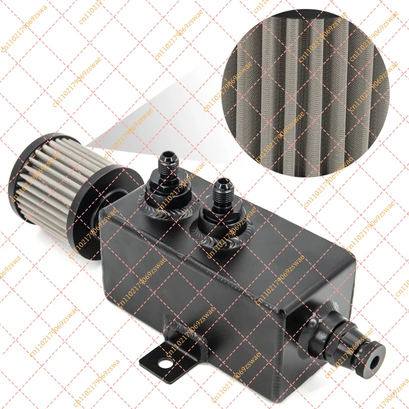 Universal 1L Aluminum Oil Catch Can with Breather Filter & Drain, AN6/8/10 Fittings, Black - view 3