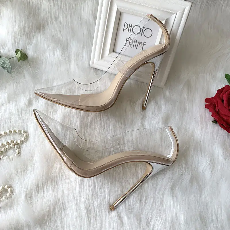 

European and American Foreign Trade Fashion PVC Sexy Pointed Shallow Mouth Ultra-fine High-heeled Women's Single Shoes