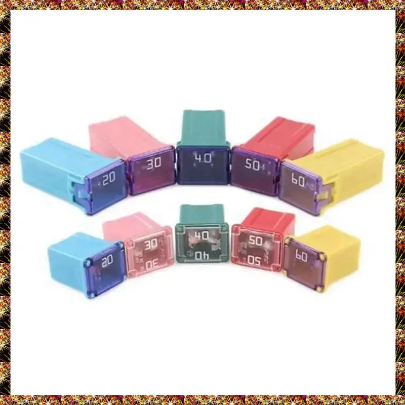 BTCL 30Pcs Box 20A-60A PAL Fuse Mini Copper Long Female Fuse Fuse Kit Mini Square Fuse,Car Fuse Combination Set