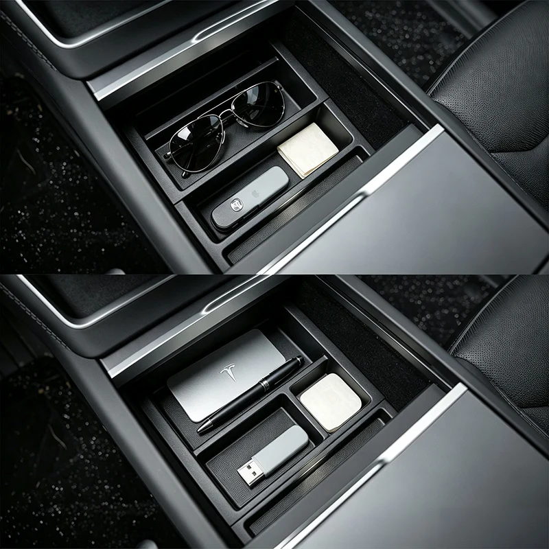 Für Tesla Model Y L YL 2026 Mittelkonsolen-Aufbewahrungsbox Armlehnenbox Organizer Tray Model Y Juniper 2025 TPE Flaschen- und Becherhalter – Detail 5