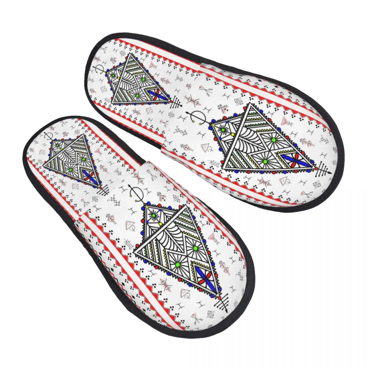 

Шлепанцы Kabyle Amazigh женские с пенным наполнителем с эффектом памяти, Уютные теплые домашние тапочки в африканском стиле с геометрическим узором, в марокканском стиле