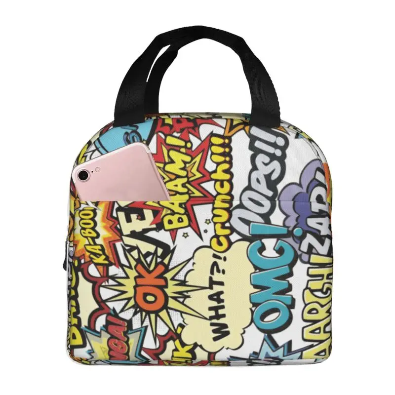 personalizado-engracado-quadrinhos-discurso-bolhas-almoco-saco-graffiti-refrigerador-termico-isolado-lancheira-para-mulheres-criancas-escola-piquenique