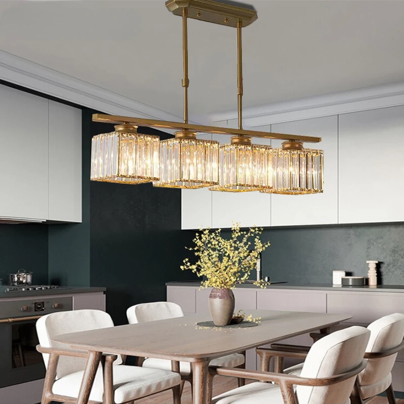 Nordic Modern Luxury Crystal Chandelier Three-Head Restaurant Light for Bar Living Room Hanging Light Fixture