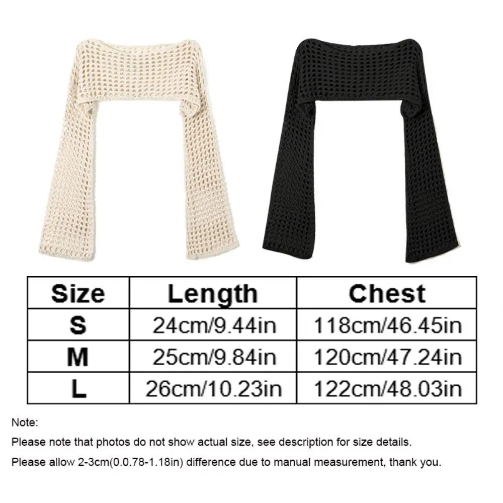 Y2K Sleeve Shrug Sweater Acrylic Fibers Comfortable Women Crochet Crop Top Knitted Cover Up Shirt Soft Round Neck Shrug Pullover