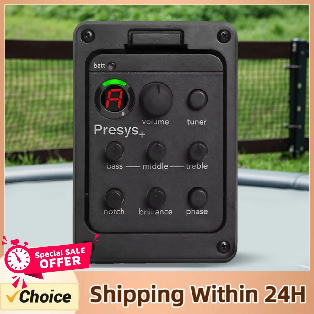 201 Piezo Pickup Acoustic Guitar Preamp 4 Band Acoustic Guitar Pickup Preamp EQ Tuner Mic Blend Preamp for Fishman Presys+