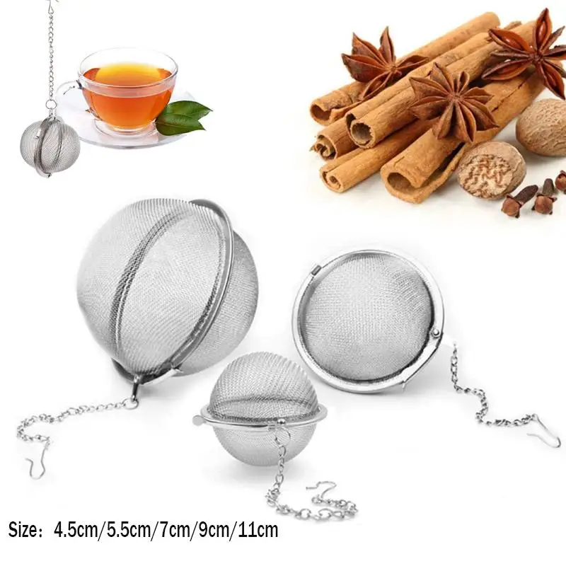 2/5/10pcs Stainless Steel Tea Ball Loose Leaf Tea Strainer Infusers Extra Fine Mesh Tea Interval Diffuser with Chain