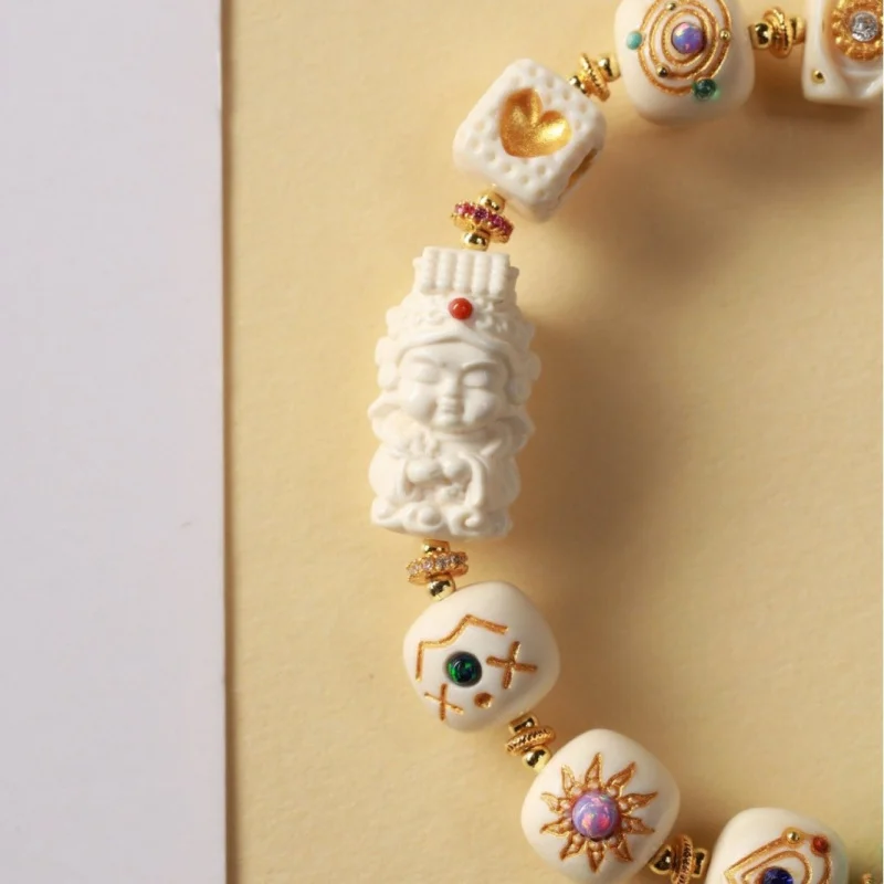 New -style mammoth ivory single-loop multi-bead bracelet with Mazu accessories, a trendy Chinese cultural accessory - view 3