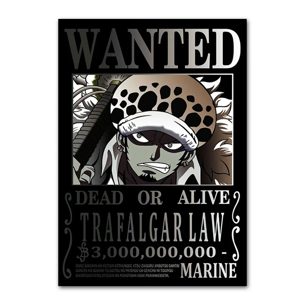 Póster de animación de acuarela One Piece Wanted Bounty Canvas Core, imagen colgante, regalo decorativo