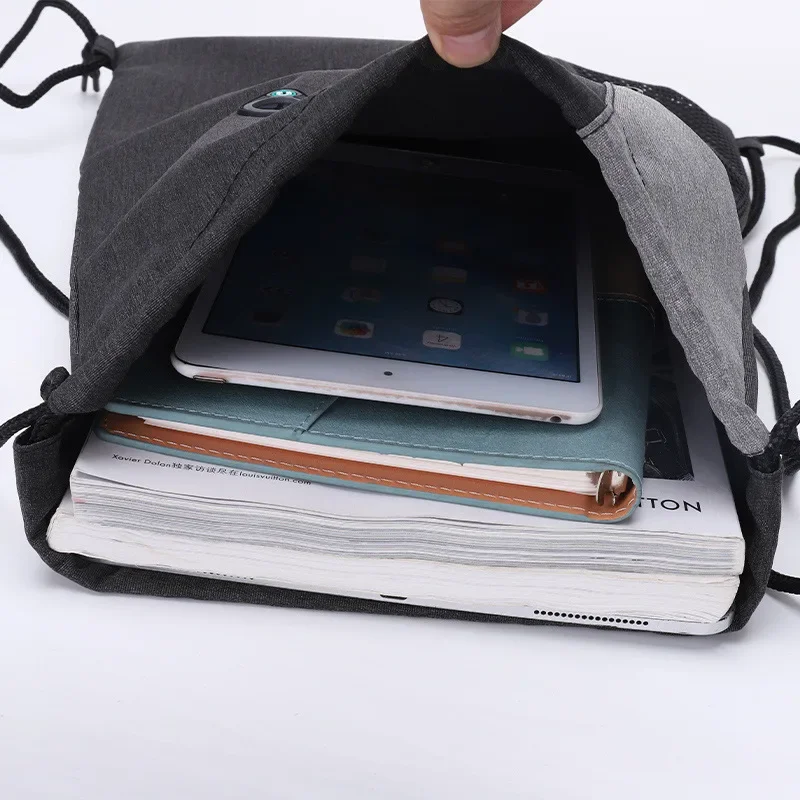 Drawstring Backpack Sports Gym Bag for Women Men Children Large Size with Zipper and Water Bottle Mesh Pockets